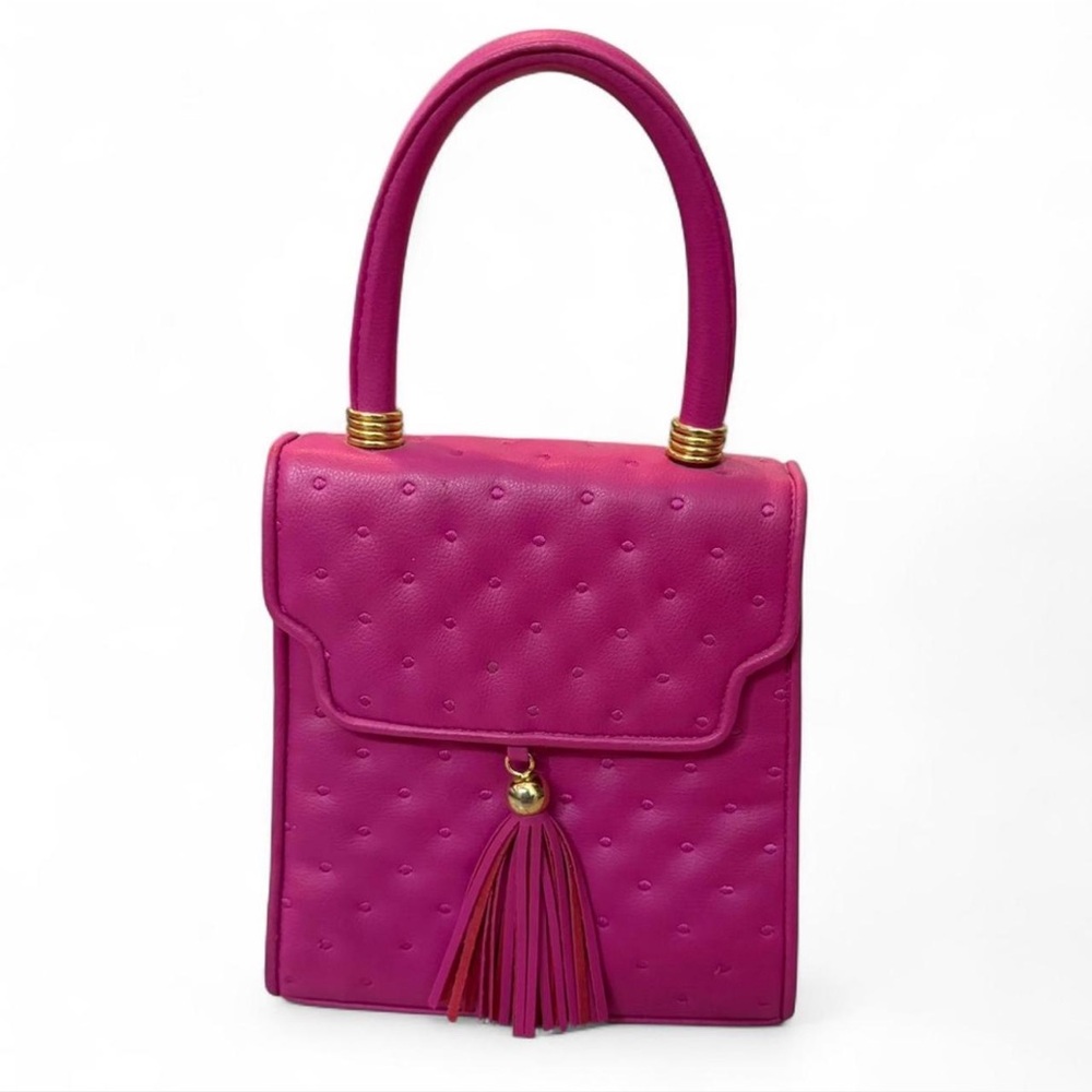 Harve Benard Pink Leather Shoulder Bag with Gold hardware & tassel detail